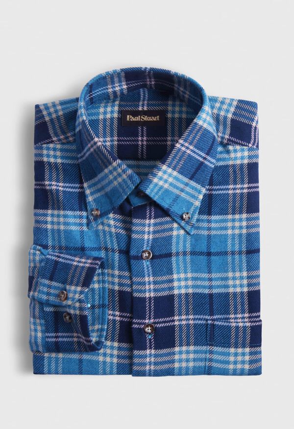 Paul Stuart Flannel Plaid Blue / Purple | AU_PAUL65840