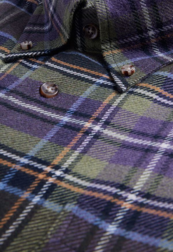 Paul Stuart Flannel Plaid Green / Purple | AU_PAUL80515