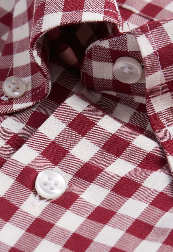 Paul Stuart Gingham Flannel Burgundy | AU_PAUL81293