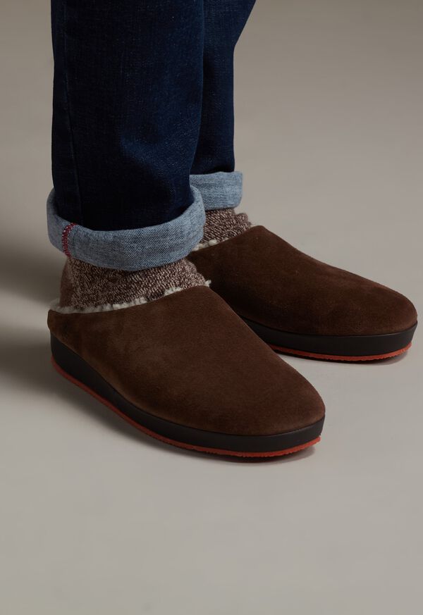 Paul Stuart Hampton II Shearling Clog Dark Brown | AU_PAUL20190