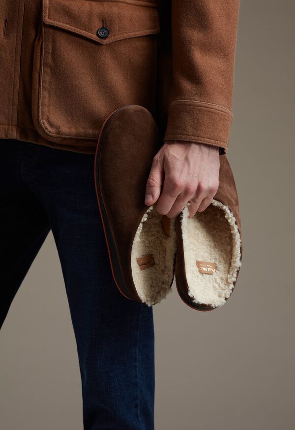 Paul Stuart Hampton II Shearling Clog Dark Brown | AU_PAUL20190