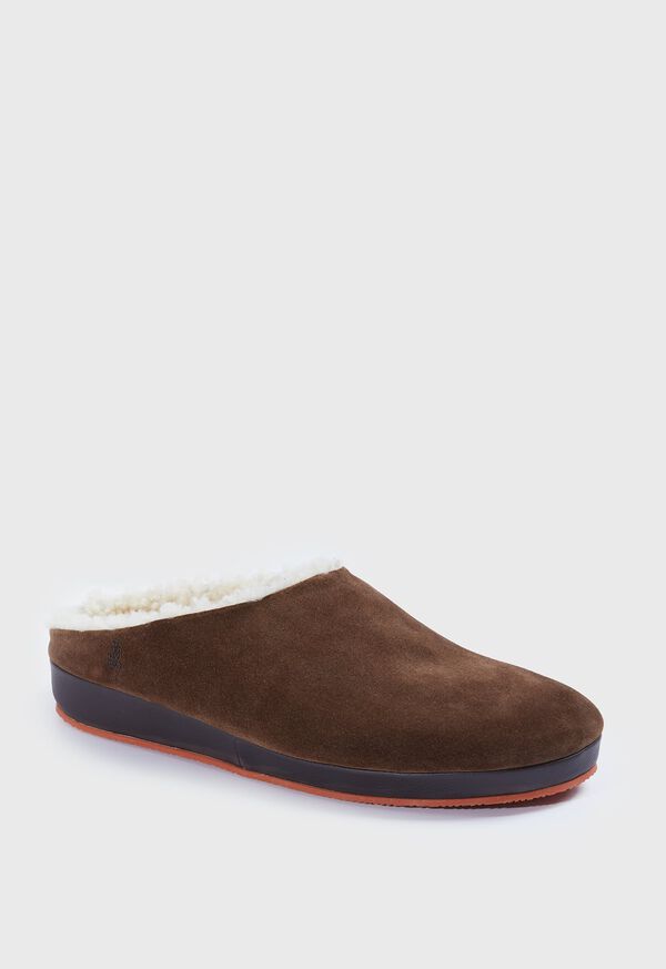 Paul Stuart Hampton II Shearling Clog Dark Brown | AU_PAUL20190