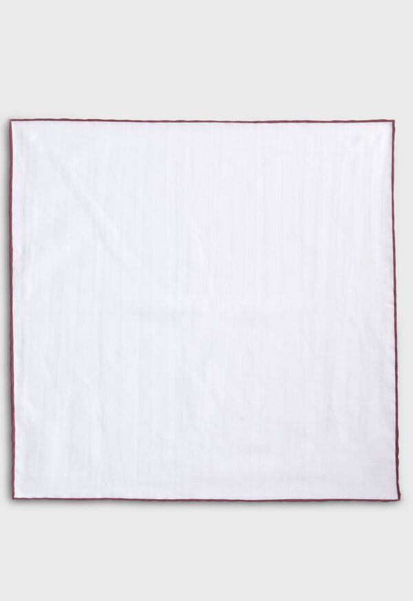 Paul Stuart Handkerchief with Contrast Border Burgundy | AU_PAUL45302