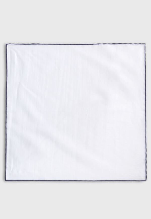 Paul Stuart Handkerchief with Contrast Border Navy | AU_PAUL85626