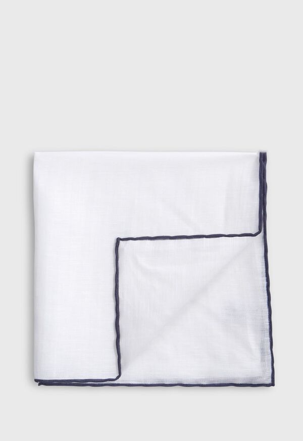 Paul Stuart Handkerchief with Contrast Border Navy | AU_PAUL85626