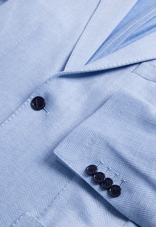 Paul Stuart Herringbone Cotton Jersey Light Blue | AU_PAUL36110