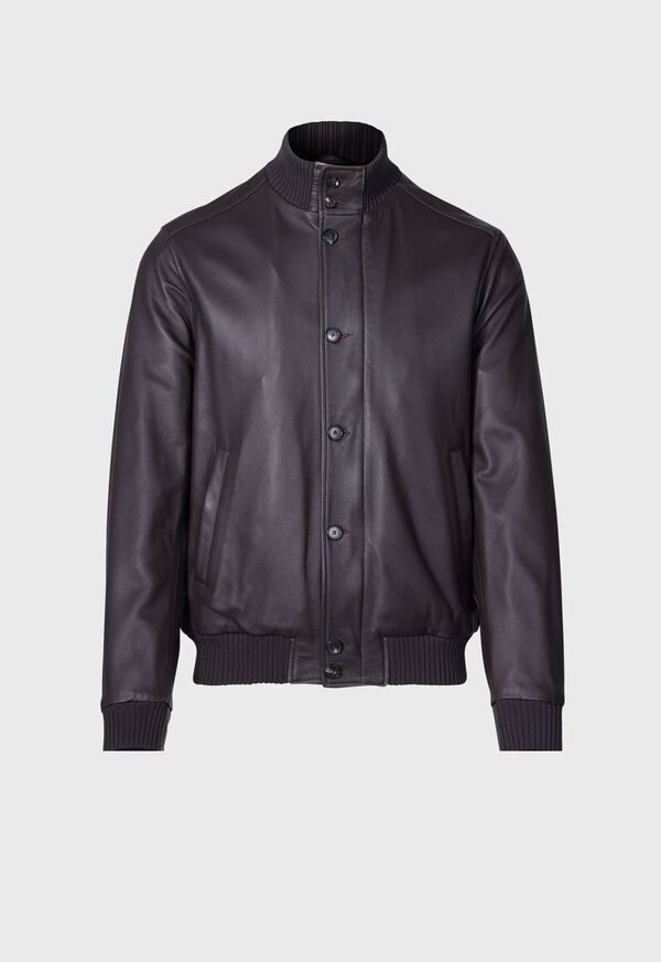 Paul Stuart Leather Bomber Jacket Brown | AU_PAUL23702