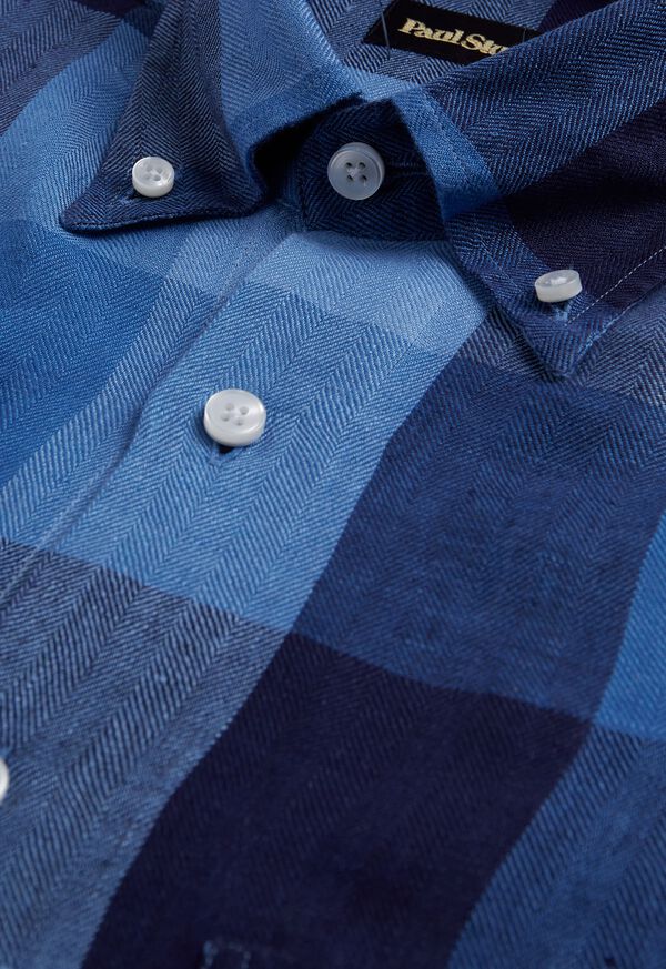 Paul Stuart Linen Buffalo Check Navy / Blue | AU_PAUL91768