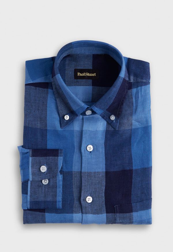 Paul Stuart Linen Buffalo Check Navy / Blue | AU_PAUL91768