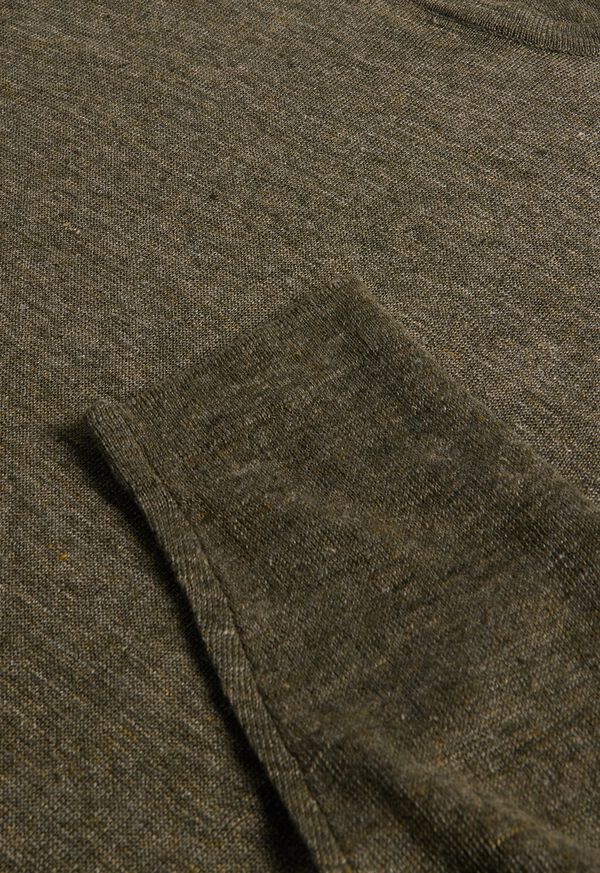 Paul Stuart Linen Crewneck Olive | AU_PAUL12529