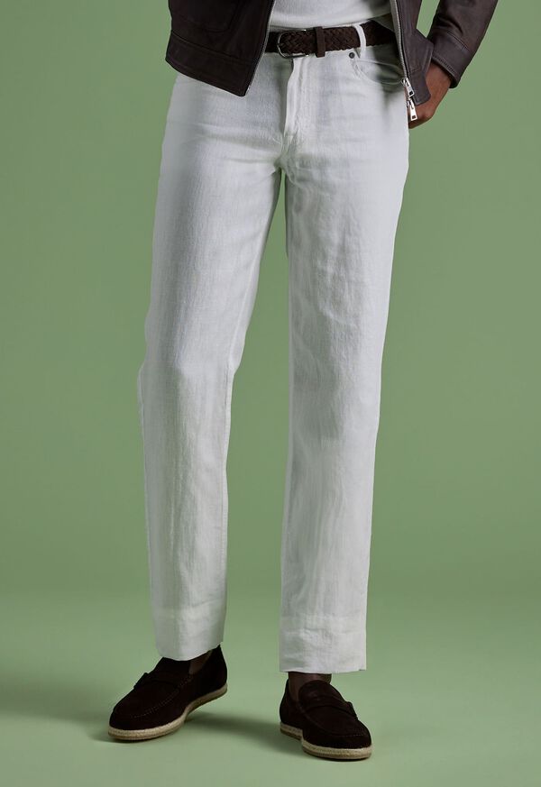 Paul Stuart Linen Five Pocket White | AU_PAUL26395