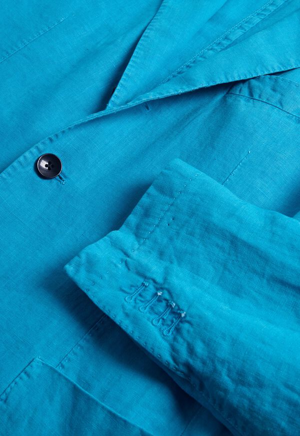 Paul Stuart Linen Garment Dyed Turquoise | AU_PAUL58453