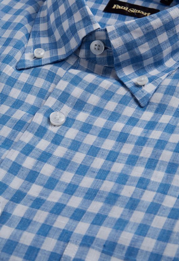 Paul Stuart Linen Gingham Light Blue | AU_PAUL36885