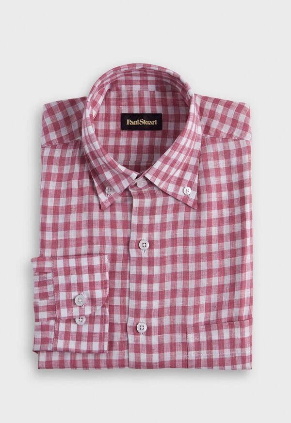 Paul Stuart Linen Gingham Red | AU_PAUL12657