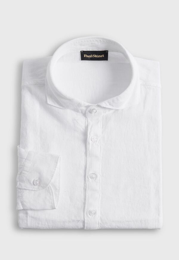 Paul Stuart Linen Half Placket White | AU_PAUL42093