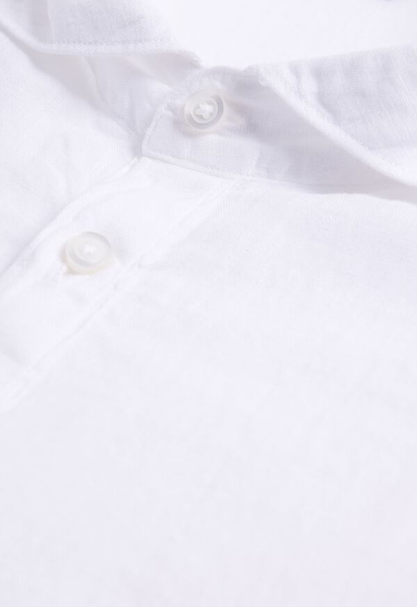 Paul Stuart Linen Half Placket White | AU_PAUL42093