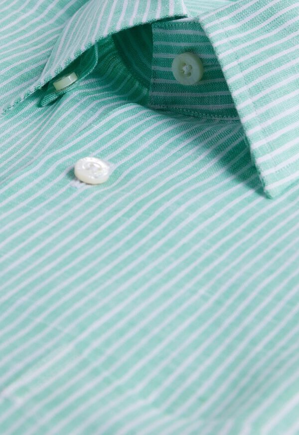 Paul Stuart Linen Pencil Stripe Green | AU_PAUL88621