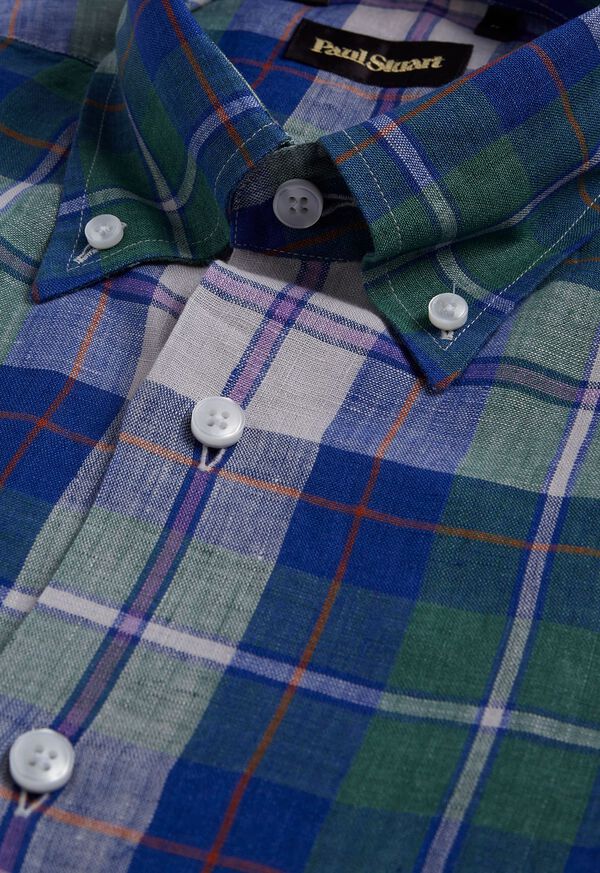 Paul Stuart Linen Plaid Purple / Green | AU_PAUL93627