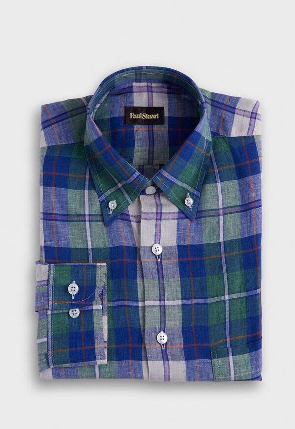 Paul Stuart Linen Plaid Purple / Green | AU_PAUL93627