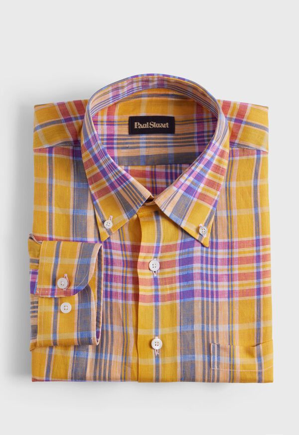 Paul Stuart Linen Plaid Yellow / Purple | AU_PAUL45976