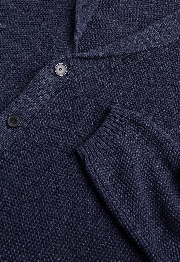 Paul Stuart Linen Rice Stitch Cardigan Navy | AU_PAUL70176