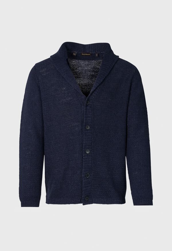 Paul Stuart Linen Rice Stitch Cardigan Navy | AU_PAUL70176