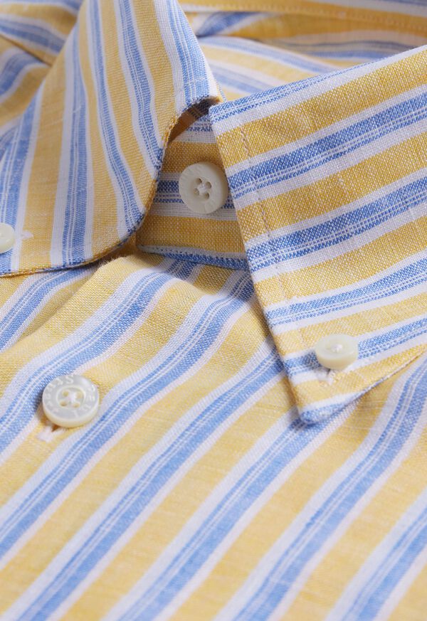 Paul Stuart Linen Shadow Stripe Yellow / Blue | AU_PAUL40220