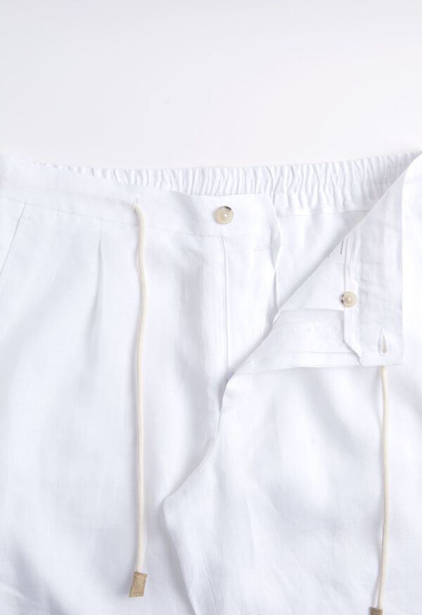 Paul Stuart Linen Tucked Pleat Bermuda Short White | AU_PAUL46236