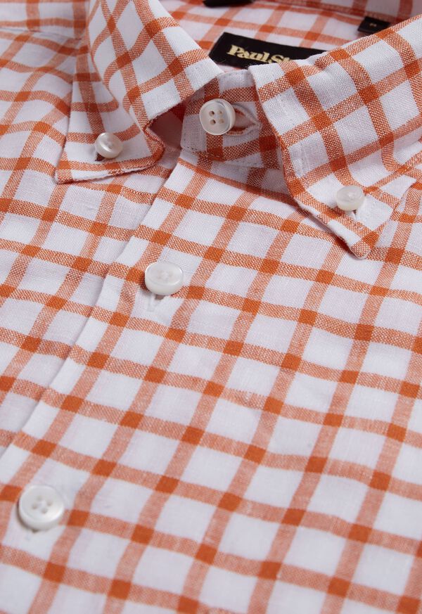 Paul Stuart Linen Windowpane Orange / White | AU_PAUL64443