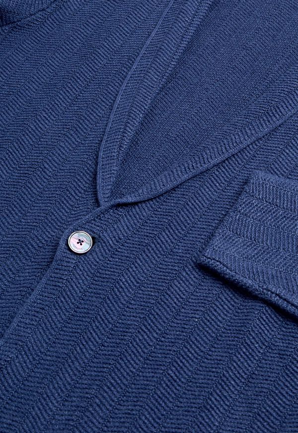 Paul Stuart Linen & Cotton Chevron Cardigan Blue | AU_PAUL10902