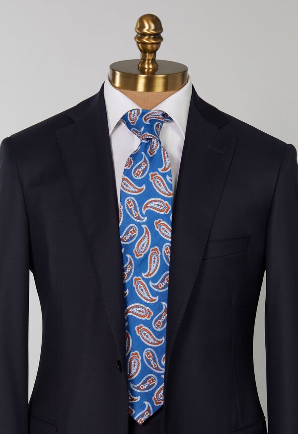 Paul Stuart Linen & Silk Summer Paisley Blue | AU_PAUL87391