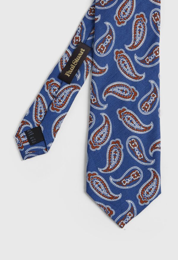 Paul Stuart Linen & Silk Summer Paisley Blue | AU_PAUL87391