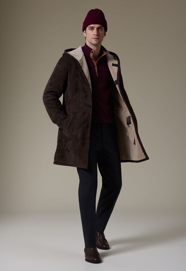 Paul Stuart Long Shearling Coat Chocolate | AU_PAUL77424