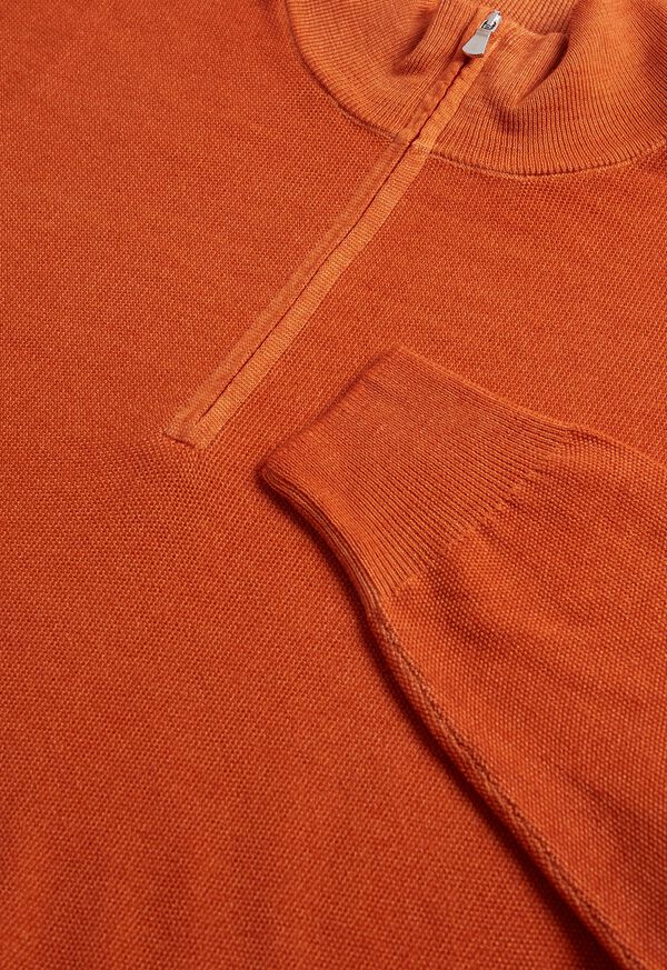 Paul Stuart Merino Wool Rice Stitch Quarter Zip Orange | AU_PAUL81722