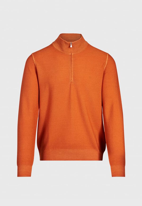 Paul Stuart Merino Wool Rice Stitch Quarter Zip Orange | AU_PAUL81722