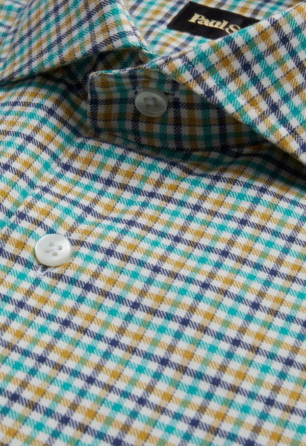 Paul Stuart Mini Check Flannel Turquoise | AU_PAUL37042