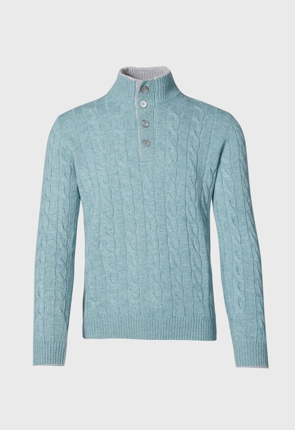 Paul Stuart Mock Neck Cable Blue | AU_PAUL27221