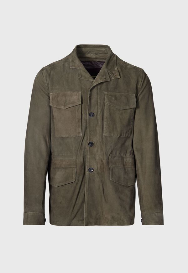 Paul Stuart Olive Suede Field Jacket Olive | AU_PAUL89536