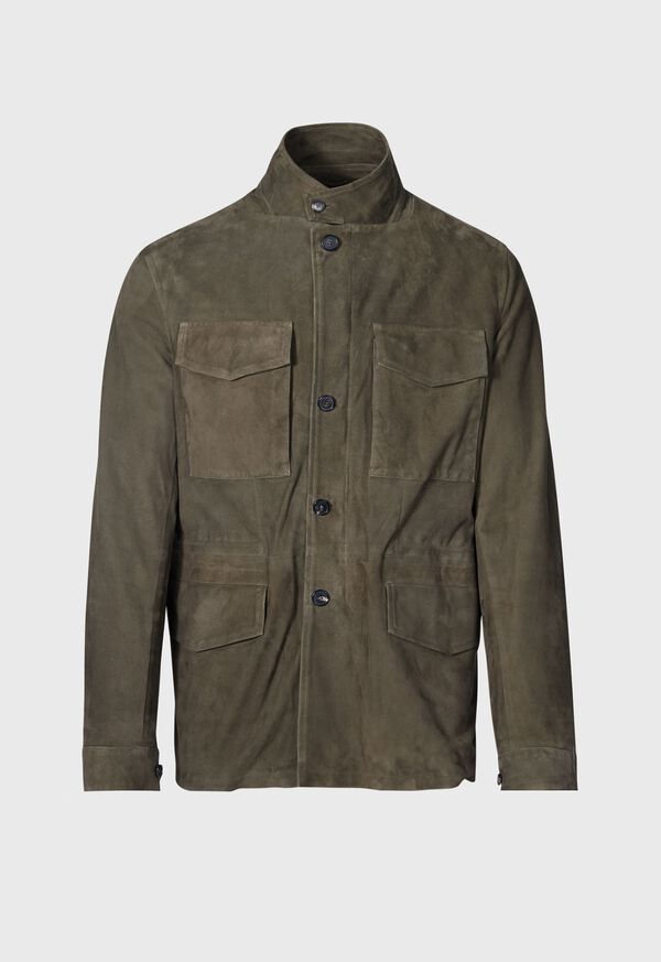 Paul Stuart Olive Suede Field Jacket Olive | AU_PAUL89536