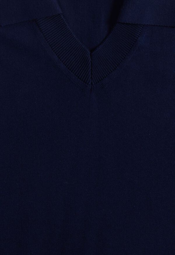 Paul Stuart Organic Cotton Open Collar Navy | AU_PAUL31103