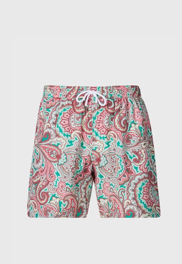 Paul Stuart Paisley Print Swim Trunk Green / Red | AU_PAUL17434