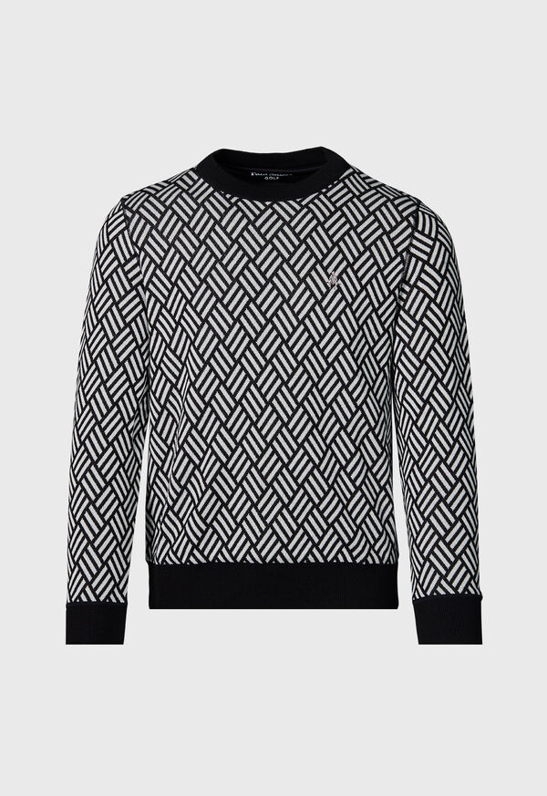 Paul Stuart Parquet Pattern Jacquard Crewneck Black | AU_PAUL88467