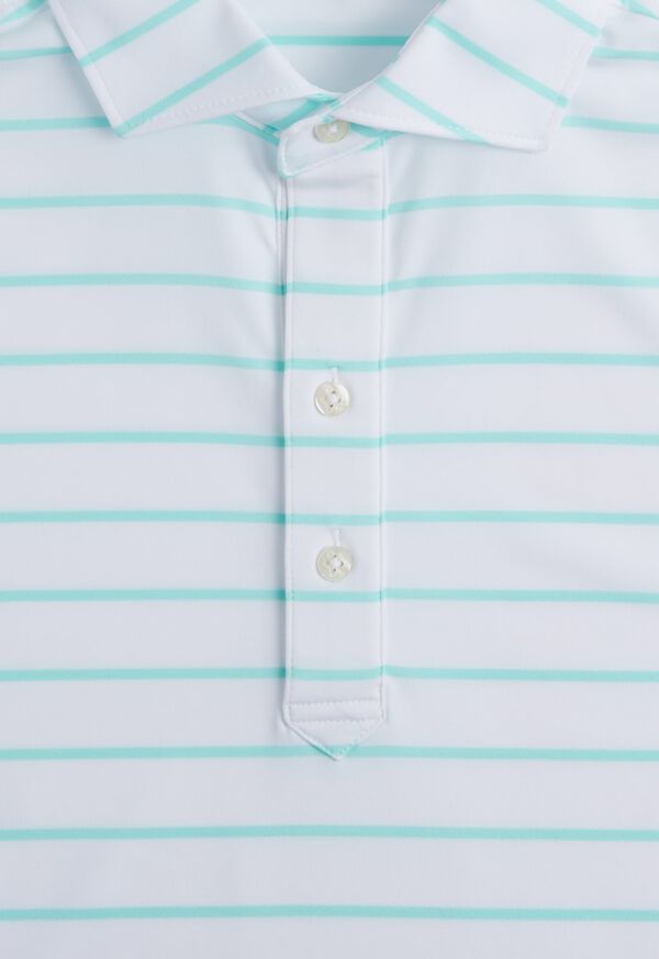 Paul Stuart Pencil Stripe on White Ground Performance Polo Mint | AU_PAUL59241