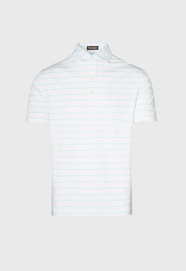 Paul Stuart Pencil Stripe on White Ground Performance Polo Mint | AU_PAUL59241