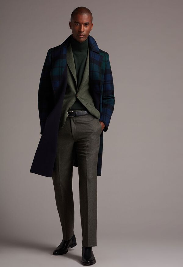 Paul Stuart Plaid Double Face Overcoat Blue / Green | AU_PAUL78181