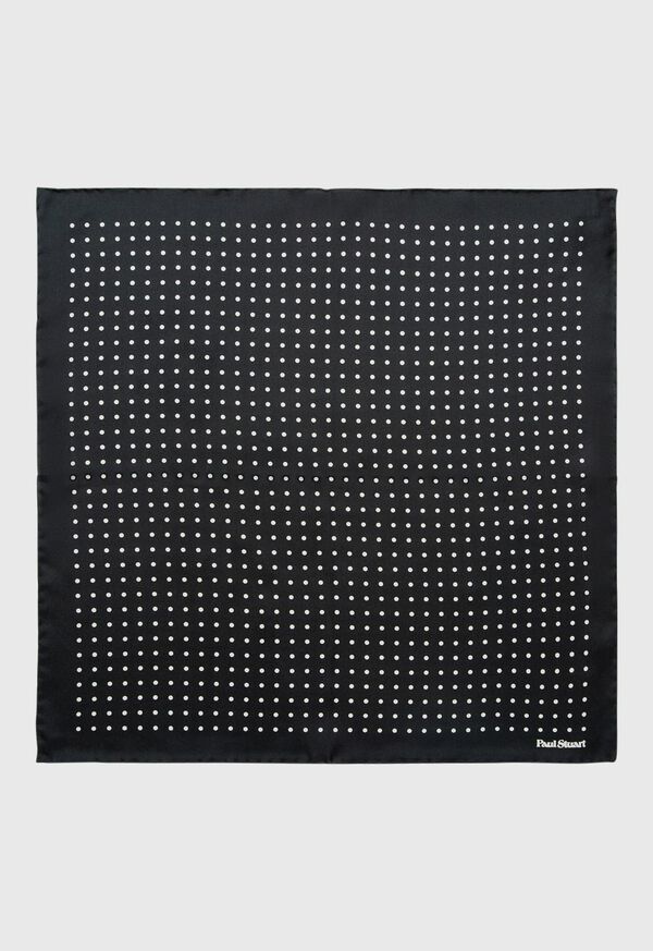 Paul Stuart Printed Silk Dot Pocket Square Black / Cream | AU_PAUL70406