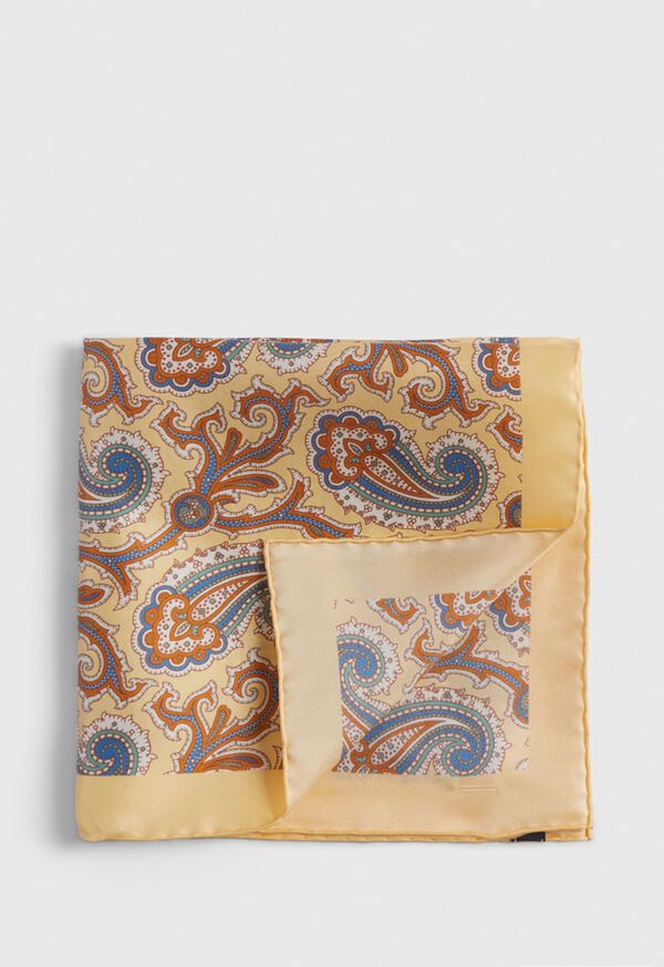 Paul Stuart Printed Silk Paisley Yellow | AU_PAUL70416