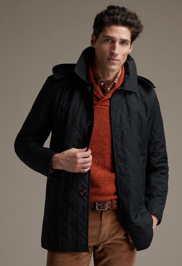 Paul Stuart Quilted Barn Coat with Hood Green | AU_PAUL95605