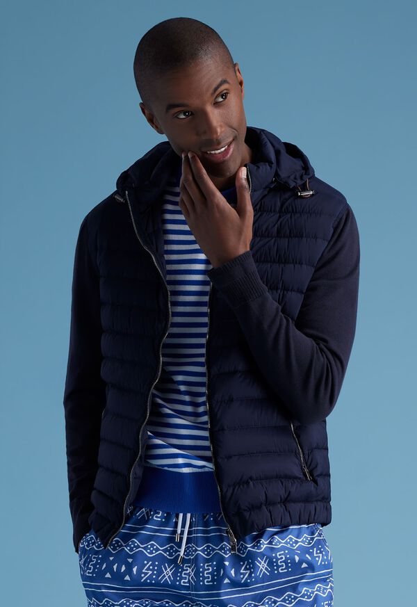 Paul Stuart Quilted Jacket with Hood Navy | AU_PAUL94887