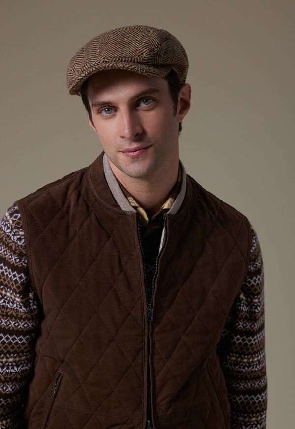 Paul Stuart Quilted Suede Vest Grey Brown | AU_PAUL84023